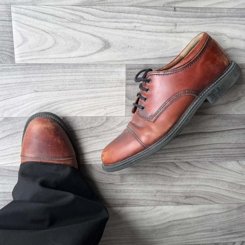 Dockers Brown Leather Oxford Shoes Size 10.5M Cap Toe Chunky Sole
